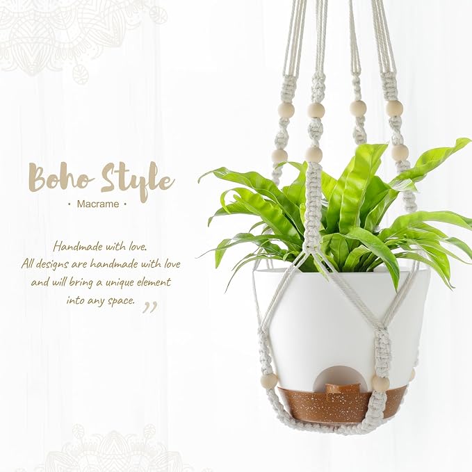 Mkono 3 Pack Hanging Planters for Indoor Plants, Macrame Hangers, 3 Sizes | Self-Watering Plant Pots, 35"/29"/23" Hanging Baskets, Boho Aesthetic, Sturdy Hooks, Outdoor Garden Use, Home Decor Accent