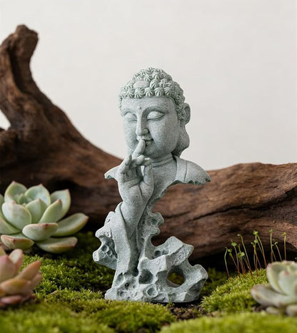 livelyfish Meditating Buddha Statue Zen Garden Statues Sandstone Thinker Buddha Sculpture Figurine for Fish Tank Aquarium Home Decorations, Gift (Fs)