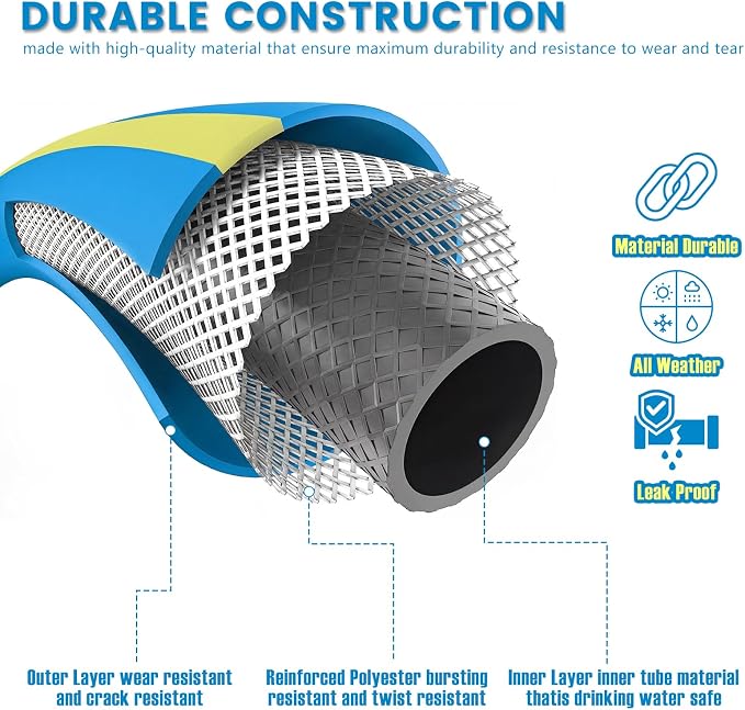 SheeChung Short Garden Hose 6FT x 5/8",Leader Hose for Hose Reel Faucet,Short Water Hose Heavy Duty,Flexible RV Rubber Hose with Female to Female Fittings,Hose Extension,3/4"Brass Fittings