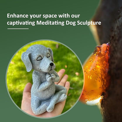 Meditating Buddha Dog Statue, Resin Yoga Dog Figurine, Cute Funny Zen Animal Tabletop Decor for Home and Garden