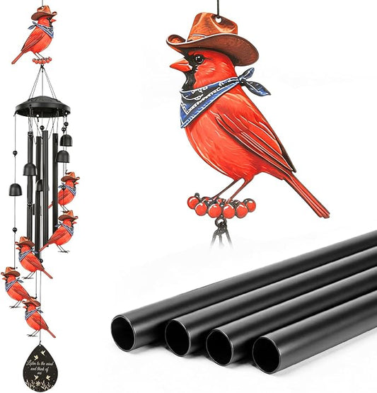 Cardinal Wind Chimes Outdoor Metal Windchimes Garden Patio Decor | Cardinal Gifts for Women Ideal Memorial/Housewarming/Birthday/Festival Gifts Front Yard Decor
