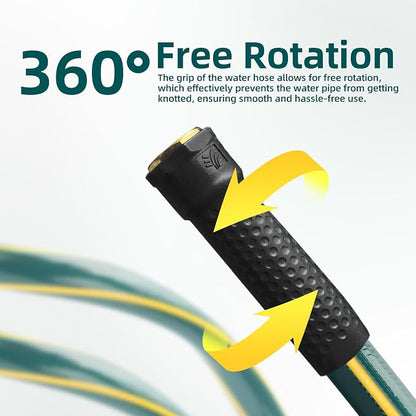 Solution4Patio Long Leader Green Garden Hose 3/4 in. x 100 ft. -Kink Free, Leakproof, Brass/Aluminum Male/Female Fittings -Heavy Duty Durable Flexible Lightweight Water Pipe for Household & Commercial