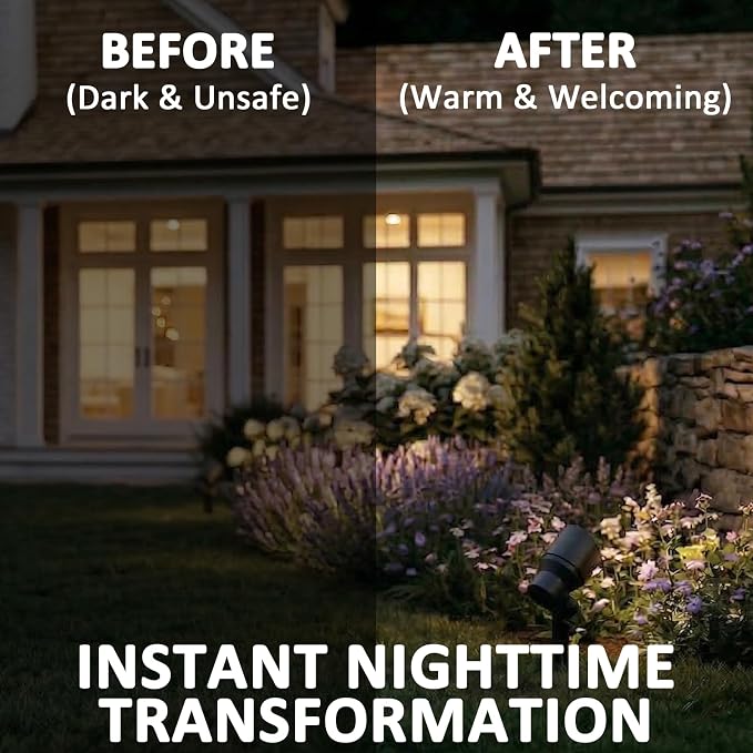 Low Voltage Spotlights 2PK 20W Halogen Floodlights 12V AC Outdoor Spot Lights Black Landscape Lighting Kit 145 Lumens 3000K with Spike Stake and Connector for Garden, Yard, Lawn