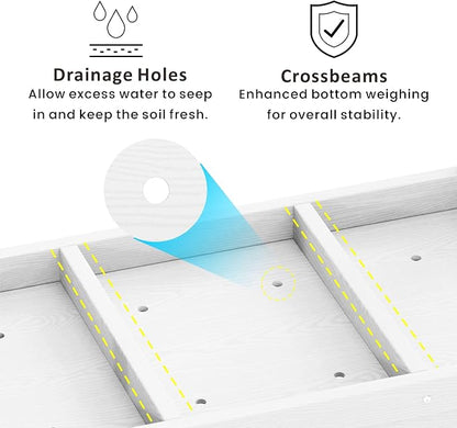 Raised Garden Bed Outdoor with Legs,HDPE Elevated Planter Box Rot-Resistant and Non-Cracking,Raised Beds for Gardening for Backyard, Patio, Balcony, 300lb Capacity White