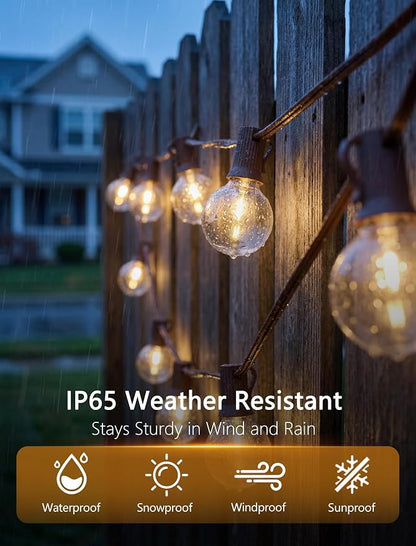 50FT Brown Outdoor String Lights, Shatterproof LED Globe Edison String Lights with 50 G40 LED Bulbs, Waterproof Connectable Hanging Light for Backyard Patio Porch Balcony Party Decor, E12 Base
