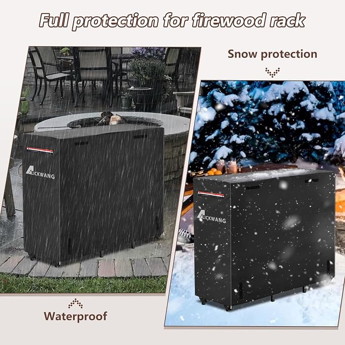 4ft Firewood Rack Cover,Heavy Duty 600D Waterproof Outdoor Firewood Storage Cover,All Weather Protection Outdoor Wood Rack Cover.24 x 48 x 42 Inch(Cover Only)