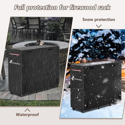 4ft Firewood Rack Cover,Heavy Duty 600D Waterproof Outdoor Firewood Storage Cover,All Weather Protection Outdoor Wood Rack Cover.24 x 48 x 42 Inch(Cover Only)
