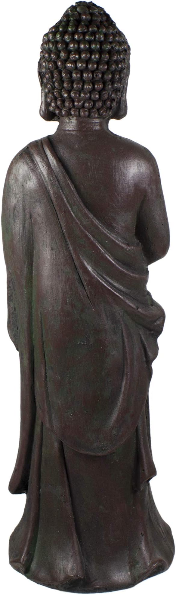19.5" Gray Standing Buddha with Lotus Outdoor Garden Statue