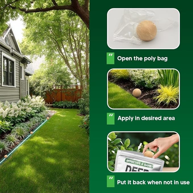 LAQDECDV Deer Repellent, Rabbit Repellent Outdoor, Deer Deterren for Yard & Garden, Bunny Repellent Balls, Keep Deer, Elk, Moose Away from Plant/Tree, Deer & Rabbit Repellant, 90 Days Protection-8P