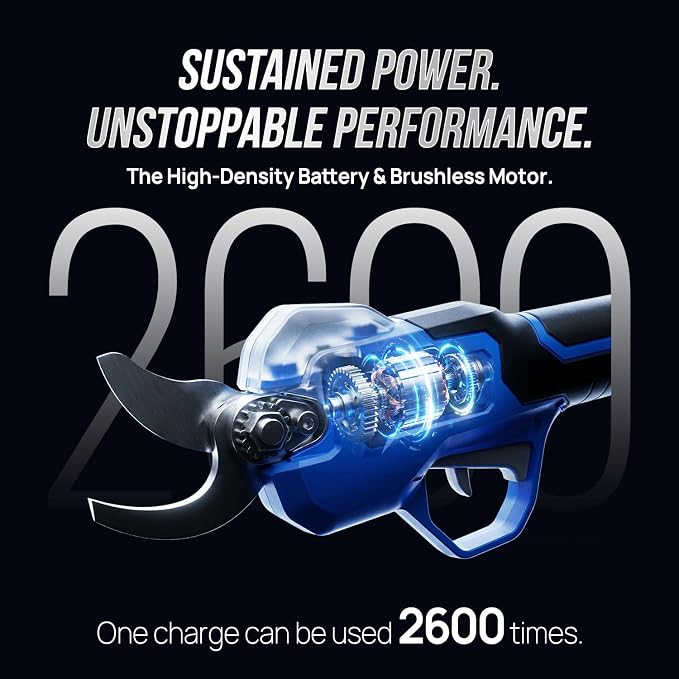 Wild Badger Power Electric Pruning Shears Cordless, 20V Brushless Motor Garden Shears, 1.06" Heavy Duty Battery Powered Pruner for Gardening, Tree Trimmer Branch Cutter, 2600 Cuts per Charge