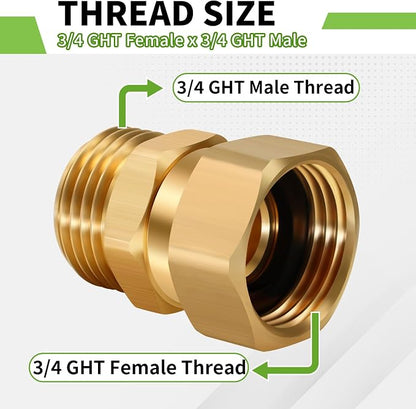 Boltigen Garden Hose Swivel Connector, 3/4GHT Garden Hose Swivel Fitting, 360 Degree Male to Female Hose Adapter for Outdoor
