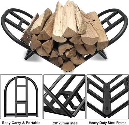Lilybud--lily Firewood Rack Outdoor Indoor, Foldable Wood Rack Metal Firewood Holder Indoor Small Log Wood Storage Fireplace Log Holder for Firepit Stoves