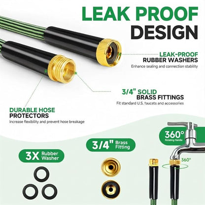 Garden Hose 25FT Non-Expandable Water Hose Flexible Kink-Free Lightweight Leak-Proof Sturdy Outdoor Hose Water Pipe for Garden Yard Lawn Camper 3/4 Inch Fittings