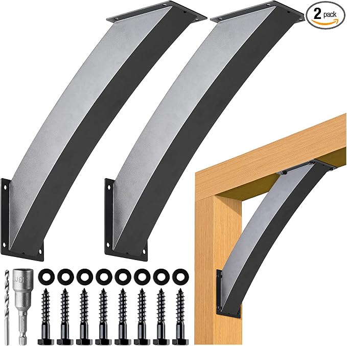 Aecxm 4"×4" 45°Angle Support Brackets Heavy Duty for gazebos, Decks, porches, Log Cabins and Other Wood Frame Degree Angle Pergola 4''x4'' 2-Bracket