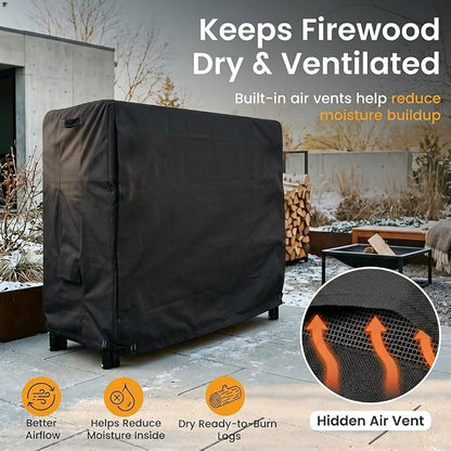Heavy Duty Log Rack Cover - 4 Feet - Panther Series - Black