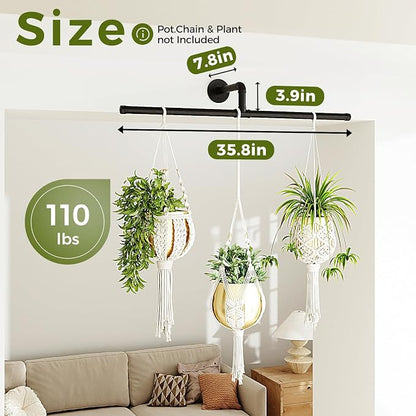 Bamworld Hanging Planters for Indoor Plants Plant Hanger Indoor Hanging Plant Holder Window Plant Shelves Metal Rod(Pot&Plant Not Included) 35.8in
