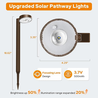 APONUO 8 Pack Solar Pathway Lights Outdoor, 3 Color Temperatures Selectable CCT, Focused Ground Spot Lens, Brighter Up to 12 Hrs IP65 Waterproof Path Lights for Walkway Driveway Yard Garden(Brown)