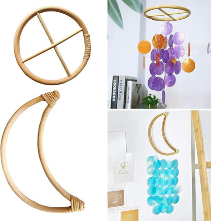 WaigN Wind Chime Circles, DIY Wind Chimes Long Lasting House Garden Wind Chime Parts Transparent Top Circles of Wind Chime or Frames of Round Wind Chimes Patio Wind Chime Ring, Outdoor Décor