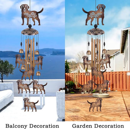 Bronze Dogs Wind Chimes for Outside/Indoor/Home/Balcony/Lawn/Tree/Yard/Garden Decoration, Retro Wind Catcher, Hang Dog Decor, Blessing Wind Bells, Memorial WindChimes Gifts for Mom, Grandma, Woman