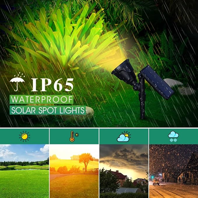 Solar Spotlights, 18 LED Solar Lights Outdoor Waterproof, 2 Mode Soft Warm White Landscape Lighting Auto On/Off Spot Lights for Flag Pole Garden Yard Tree Driveway Pool, 4 Pack