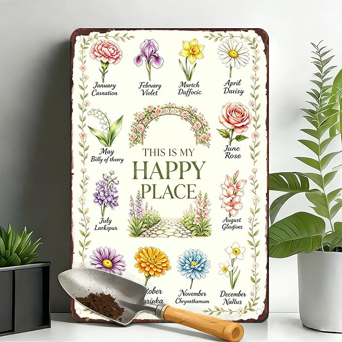 Gardening Gifts for Women Garden Decor for Outside Whimsical Patio decor | Garden Gifts This Is My Happy Place Sign Garden Signs For Outside Greenhouse Yard Backyard House Decor Garden Decorations