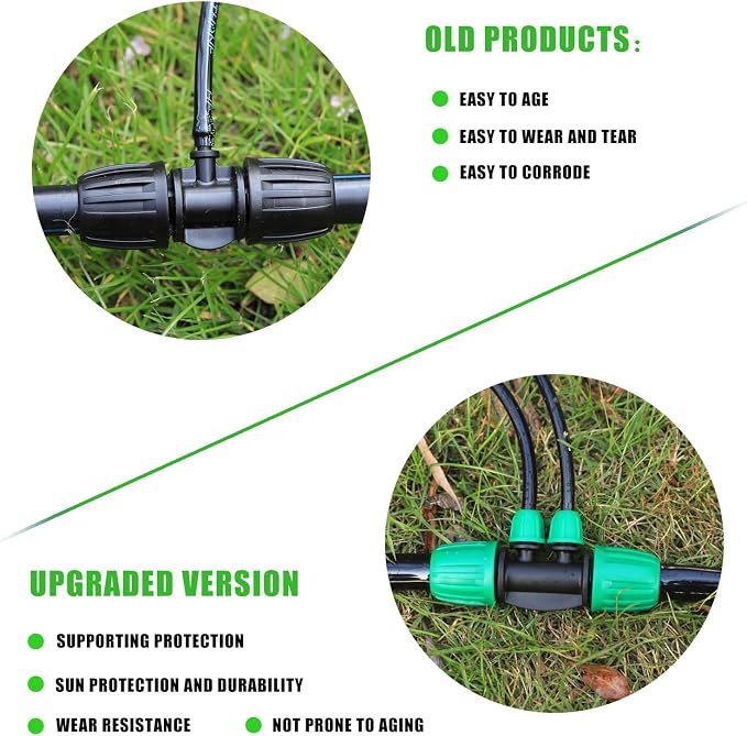10 Pcs 1/2 to 1/4 inch Garden Hose Tubing Irrigation Fittings,4-Way Anti-Leak 1/2'' to 1/4'' Locked Barbed Drip Irrigation Tee Connectors (1/2"IDx0.6-0.63"OD) 1/2'' to 1/4'' Irrigation Tubing Fitting