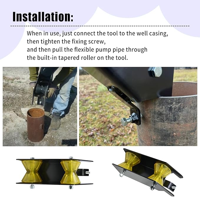 Water Well Pump Pulling Tool and Cable Rollers - Help Pull or Place The Well Pump, Poly Pipe, Flexible Pipe, Wire. Comes with Extra Horn Screws.No Complicated or Expensive Machinery or Power Supply.