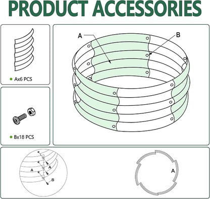 3Pack 4x4x1ft Galvanized Raised Garden Bed, Planter Raised Garden Beds Outdoor, Round Clearance Raised Garden Beds for Gardening Vegetables……