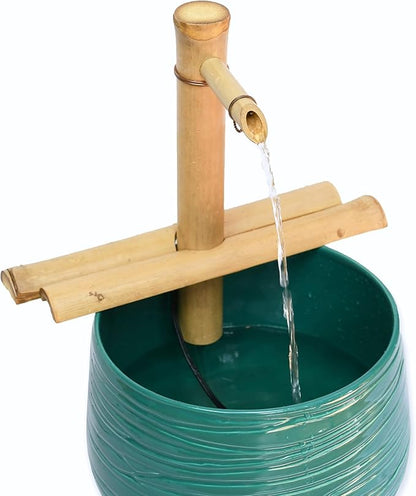 Bamboo Accents 12" Adjustable Bamboo Fountain Kit with Pump – Classic Zen Water Feature for Bowls, Basins, Water Gardens & Patio Decor, Indoor/Outdoor (Container Not Included)