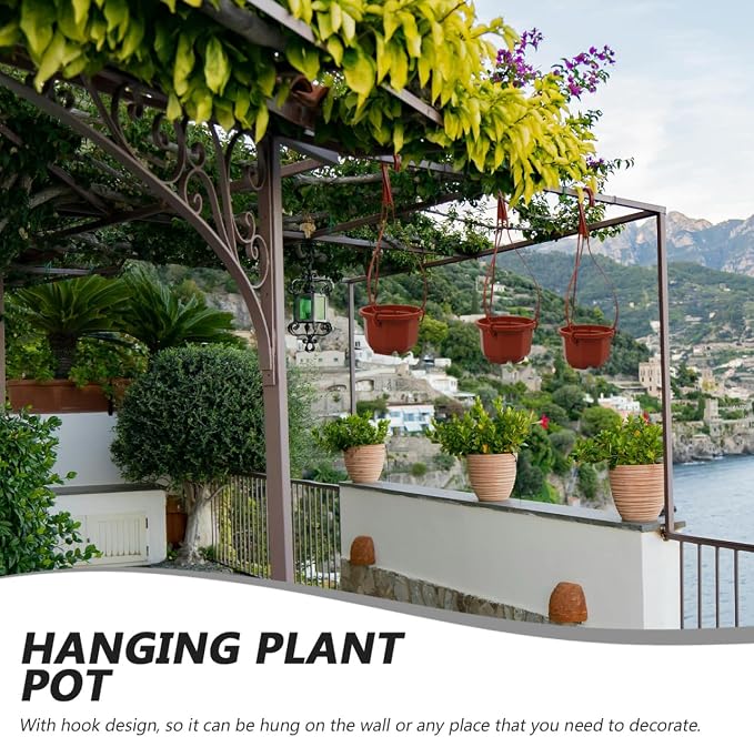 YARNOW Hanging Planters 10 Pack, 3.5 Inch Plastic Plant Pots with Drainage Holes and Hooks for Indoor Balcony Patio Garden