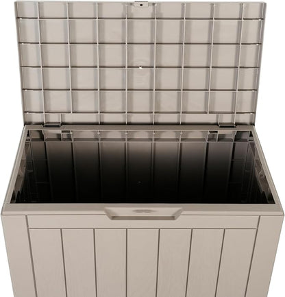 BTEXPERT Set of 2, Indoor Outdoor Storage Box, 30 Gallon Resin Deck Container for Package Delivery Patio Furniture Cushions Garden Tools Pool Sports Equipment UV Resistant Waterproof Lockable