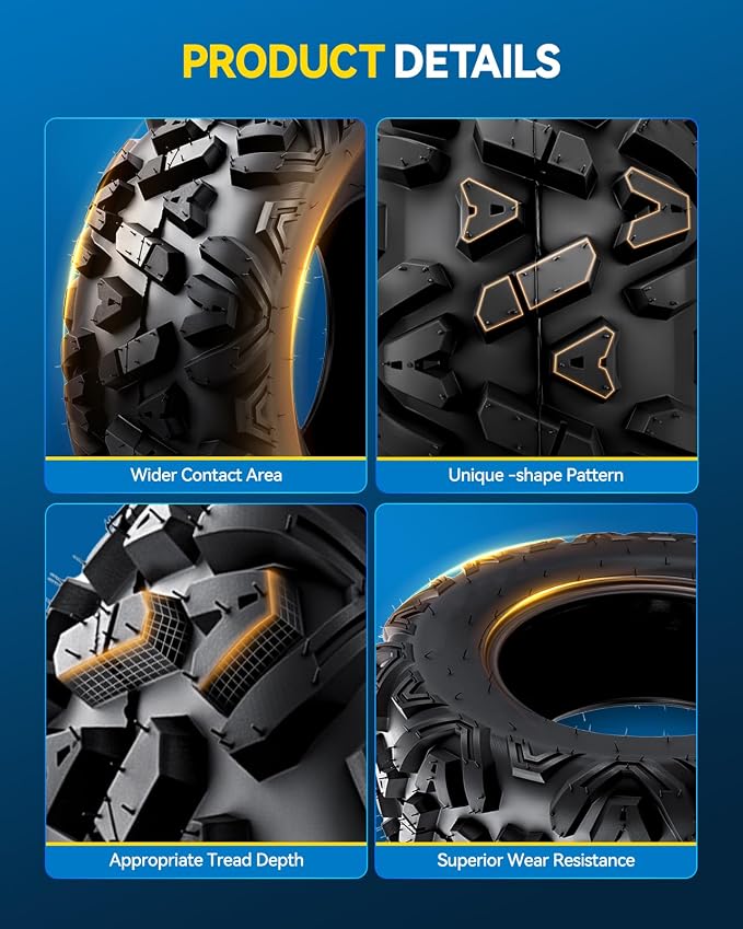PHILTOP 25x10-12 ATV UTV Tires, 6-Ply Super Mud All-Terrain Off-Road Tires,Set of 2