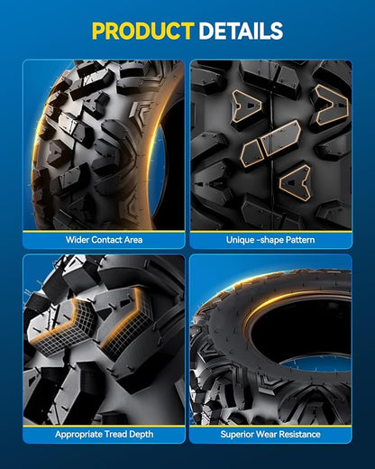 PHILTOP 25x10-12 ATV UTV Tires, 6-Ply Super Mud All-Terrain Off-Road Tires,Set of 2