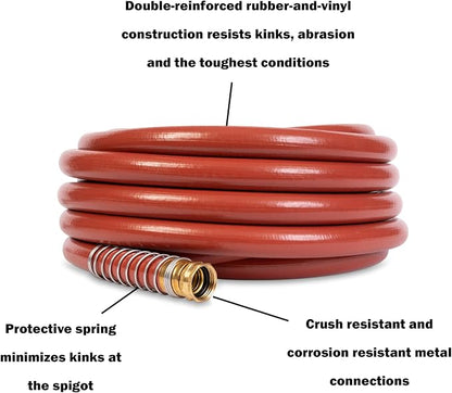 Gilmour Pro Commercial 3/4" x 50' Heavy Duty Water Hose, Durable and Kink Resistant 50 ft Garden Hose | 400 PSI Heavy Duty Commercial Hose, Kink Resistant, Brass Fittings, Made in USA