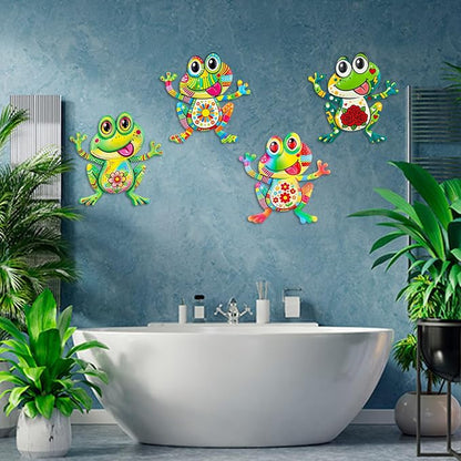Junware Metal Frog Wall Decor, 4Pcs Frog Iron Wall Art Sculptures Art Frogs Wall Hanging Sculpture Decoration. Outdoor Fence Art for Home Garden, Fence, Patio, Yard, Bedroom Outside Gifts for Adults