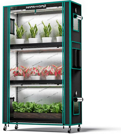 MARS HYDRO 2026 Indoor Greenhouse with Grow Lights,4-Tier Plant Shelf with 6 Full Spectrum LED Lamps (150W, 3ft) & Grow Tent | for Vegetables, Seedlings, Plant Growth | 5000K, 37×14×59''