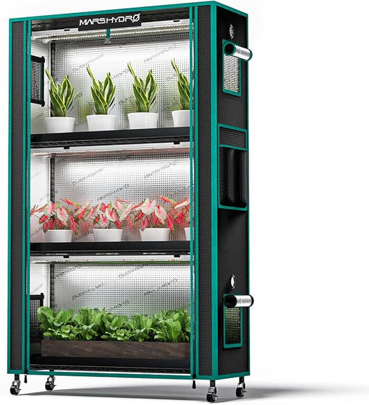 MARS HYDRO 2026 Indoor Greenhouse with Grow Lights,4-Tier Plant Shelf with 6 Full Spectrum LED Lamps (150W, 3ft) & Grow Tent | for Vegetables, Seedlings, Plant Growth | 5000K, 37×14×59''