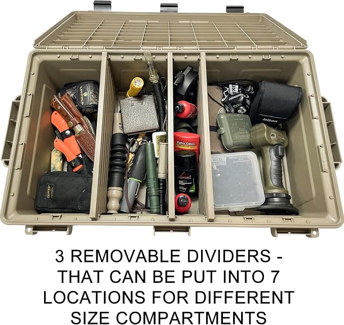 MTM ACDC50, Divided Ammo Crate Utility Box, Water Resistant, Ammo Storage Box, Lockable Storage Keeping Ammo Safe, Survival or Hunting Gear, Made in USA, Dark Earth