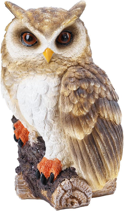 Owl Garden Statues Outdoor Decor, Forest Owl Perching on Stump Resin Figurine for Indoor Outdoor Home Garden Patio Porch Yard Decor, Women & Gardening Decoration Gifts