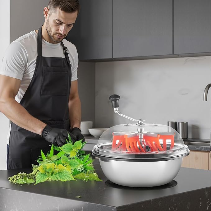 VEVOR Bud Leaf Bowl Trimmer 16", Spin Cutting Machine with Clear Visibility Lid, Sharp Stainless Steel Blades, Wet & Dry Trimming for Buds, Leaves, Hydroponics, Hand Pruner Included (Upgraded Version)