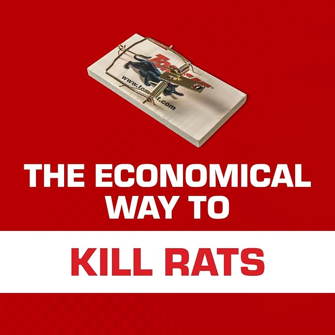 Tomcat Rat Trap (Wooden), 1 Trap | Disposable Non-Chemical Rat Trap for Homes, Garages and Basements, Single Pack