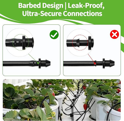 RedChili Drip Irrigation Universal 1/4" Barbed End Cap Fitting, 120 Pieces Drip System Parts Goof Plug Connectors Fits 1/4-Inch Drip Tubing Irrigation For Drip Line Connection