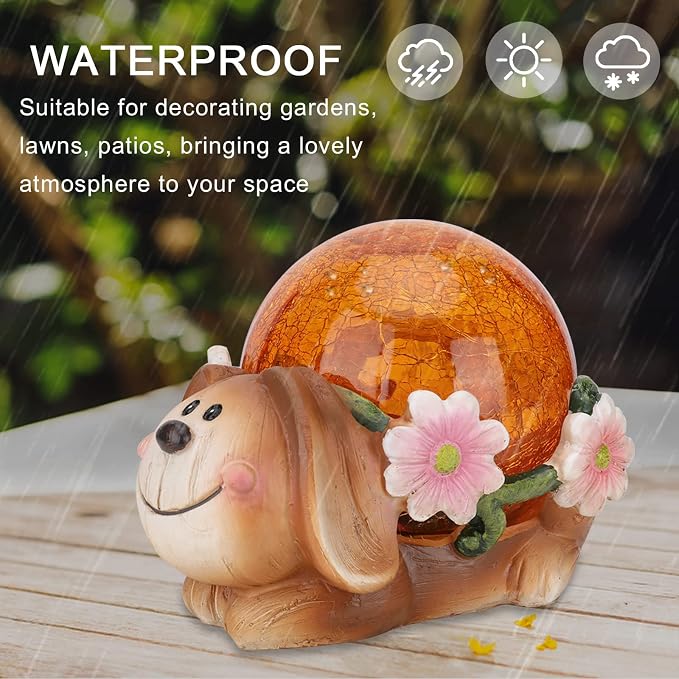 Solar Dog Statue Outdoor Decor, Solar Lights Garden Statue, Patio Yard Lawn Decor, Birthday Housewarming Gift