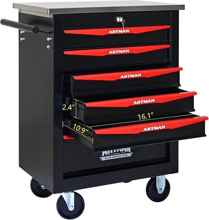 KEIKI 6 Drawers Tool Cart on Wheels,Multifunctional Rolling Tool Chest Tool Storage,Drawers Rolling Tool Trolley Organizer Tool Case for Garage, Warehouse, Workshop, Repair Shop (Black)