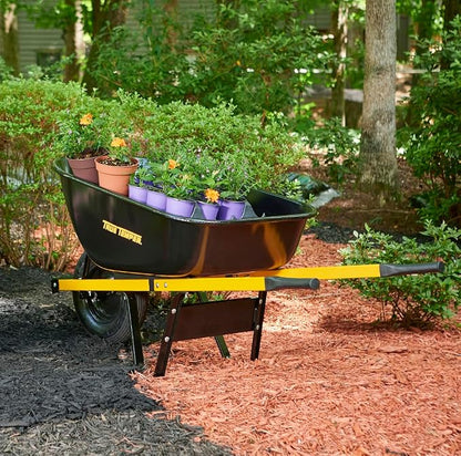 True Temper Wheelbarrow with Pneumatic Tire and Steel Handles, 6 Cu. Ft