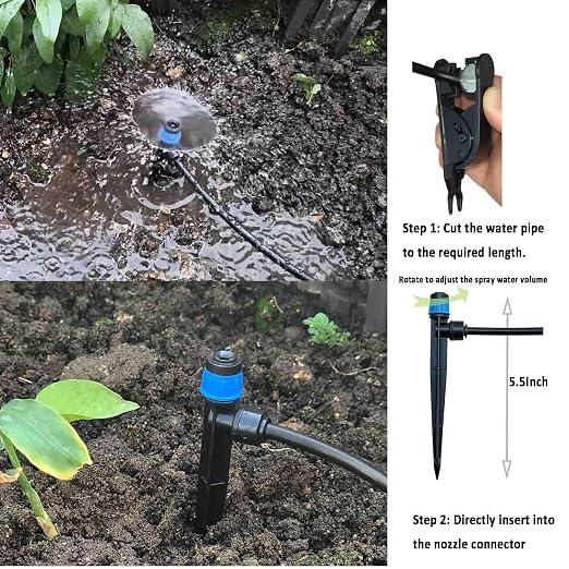 Drip Irrigation Kit for Garden,Main ID 1/2inch 16.5Ft and 1/4inch 96Ft Water Hose, Watering System Sufficient Water Pressure, Irrigation Dripper Waterflow Evenly Easy DIY