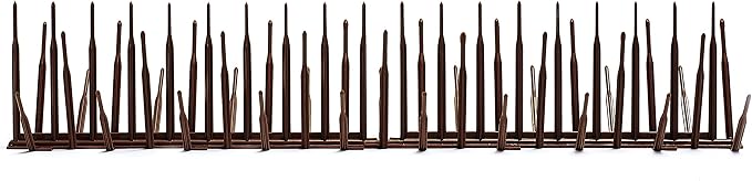 Bird B Gone - Brown Plastic Anti Bird Spikes (24') - Humane Deterrent - Stops Pigeons & Birds from Roosting - UV-Stabilized Polycarbonate - for Rooftops, Ledges, Fences, Etc - Made in USA