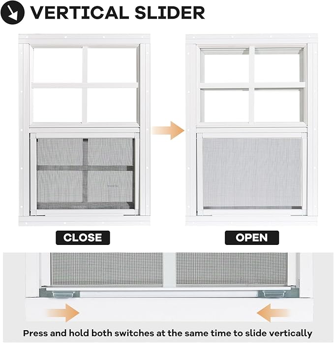 Shed Windows 2 Pack, Chicken Coop Windows 14" x 21" White | Flush Mounted Small Windows with Tempered Glass and Fiberglass Screen for Shed, Barns, Playhouse, Household, Garage
