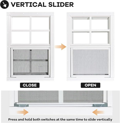 Shed Windows 2 Pack, Chicken Coop Windows 14" x 21" White | Flush Mounted Small Windows with Tempered Glass and Fiberglass Screen for Shed, Barns, Playhouse, Household, Garage