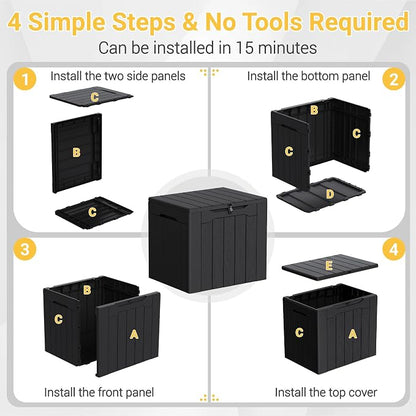 Greesum 33 Gallon Resin Deck Box All Weather Outdoor Storage Boxes for Patio Furniture Set,Outdoor Toys,Garden Tools,Black